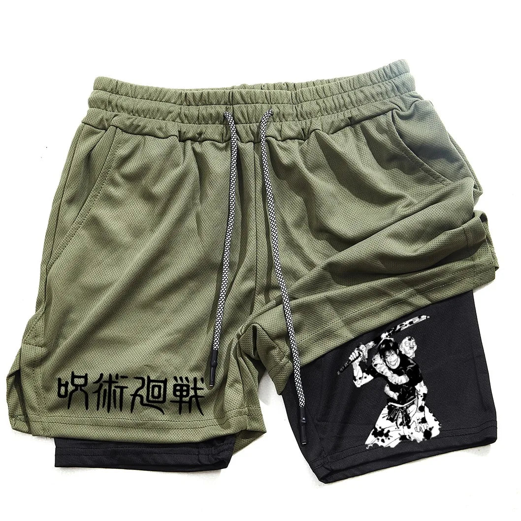 Toji Printed 2-in-1 Sports Shorts | Mesh Gym Running Shorts