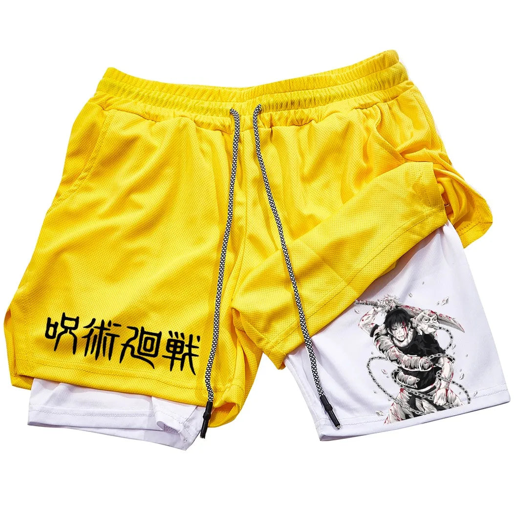 Toji Printed 2-in-1 Sports Shorts | Mesh Gym Running Shorts