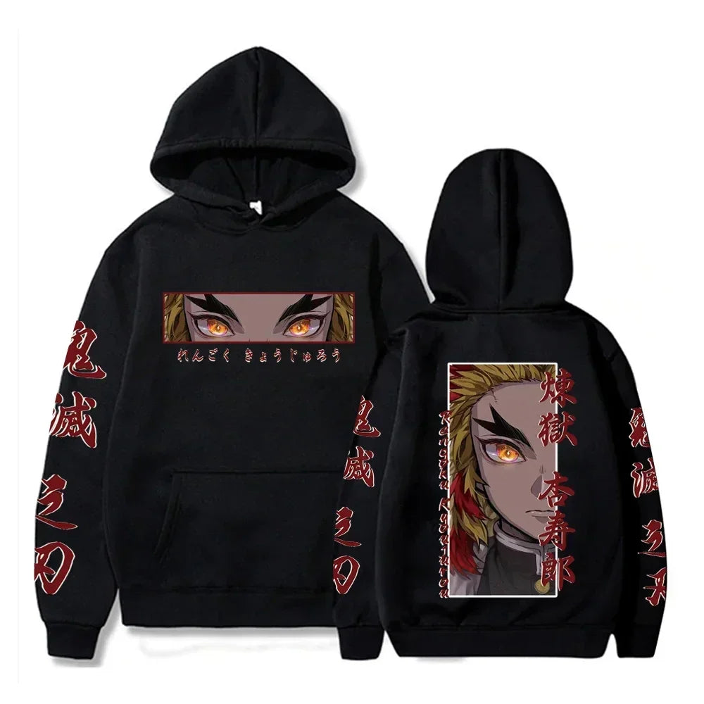 Demon Slayer Rengoku Eyes Hoodie | Plus Size Anime Sweatshirt