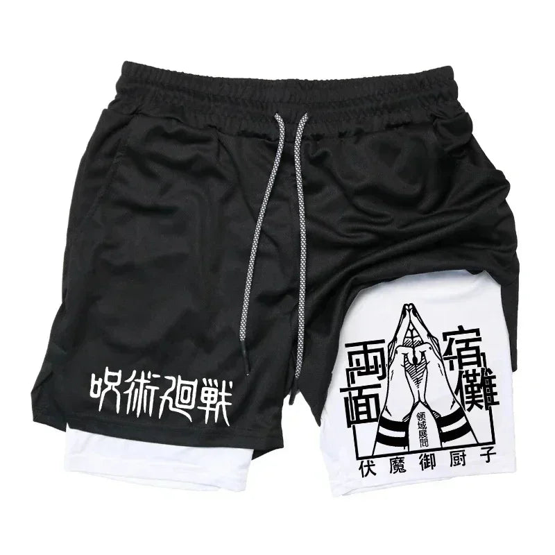 Men's Anime Compression Shorts | Quick-Dry Gym Performance