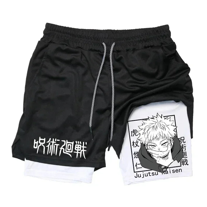Men's Anime Compression Shorts | Quick-Dry Gym Performance