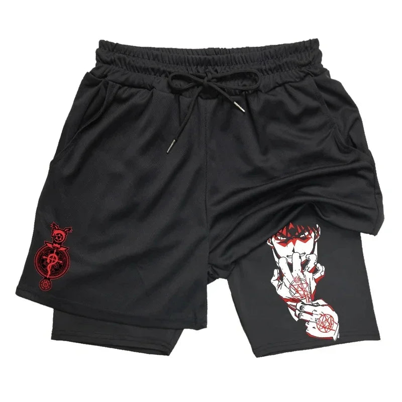 Anime 2-in-1 Stretch Compression Shorts | Quick-Dry Running