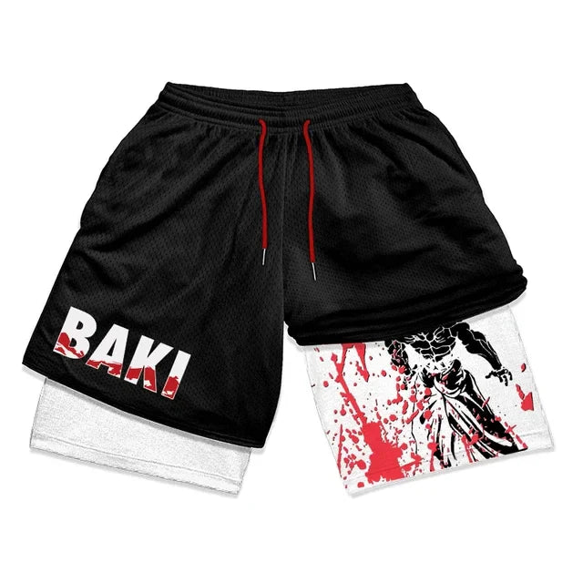 Baki Hanma Athletic 2-in-1 Gym Shorts | Anime Compression