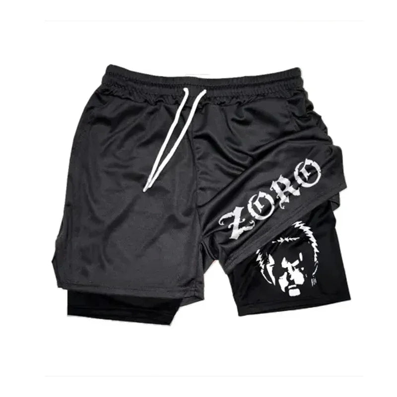 One Piece Luffy Zoro 2-in-1 Gym Shorts | Anime Sport Shorts