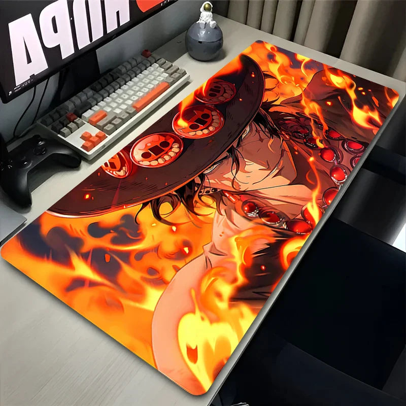 One Piece Ace Flame XXL Mouse Pad | Anime Gaming Desk Mat