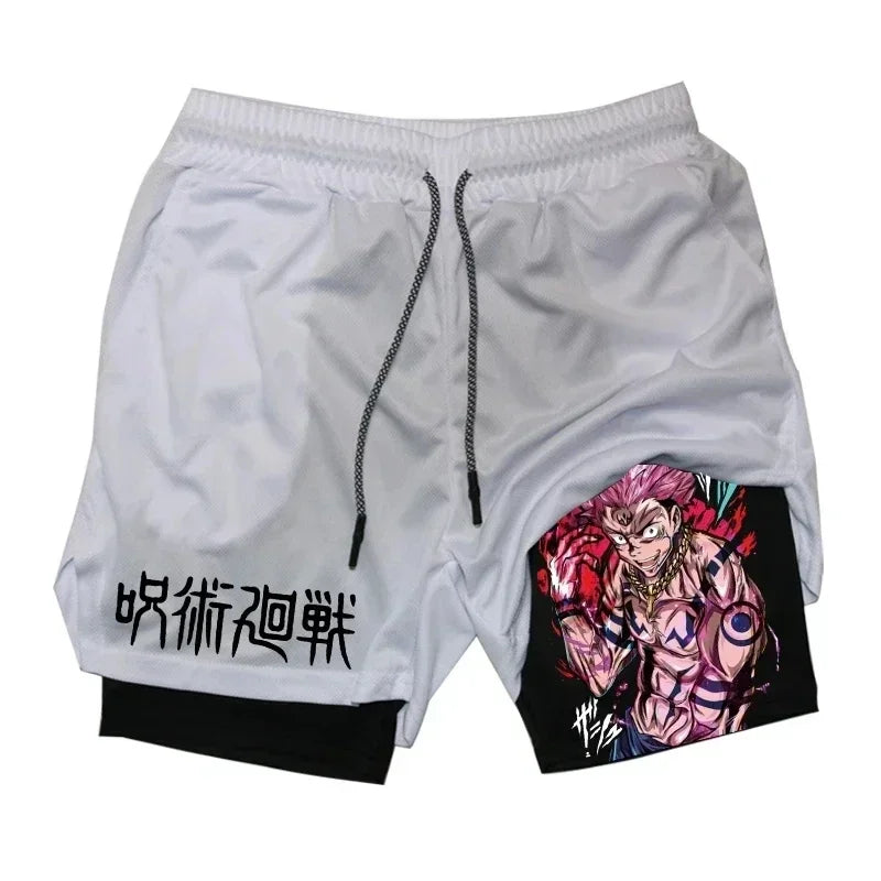 Men's Anime Compression Shorts | Quick-Dry Gym Performance