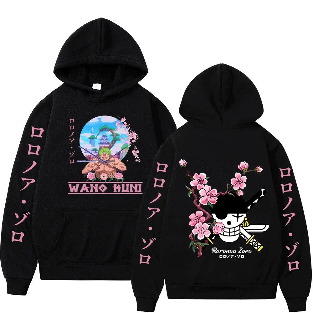 Anime Hip-Hop Fleece Hoodie | Streetwear Warm Pullover