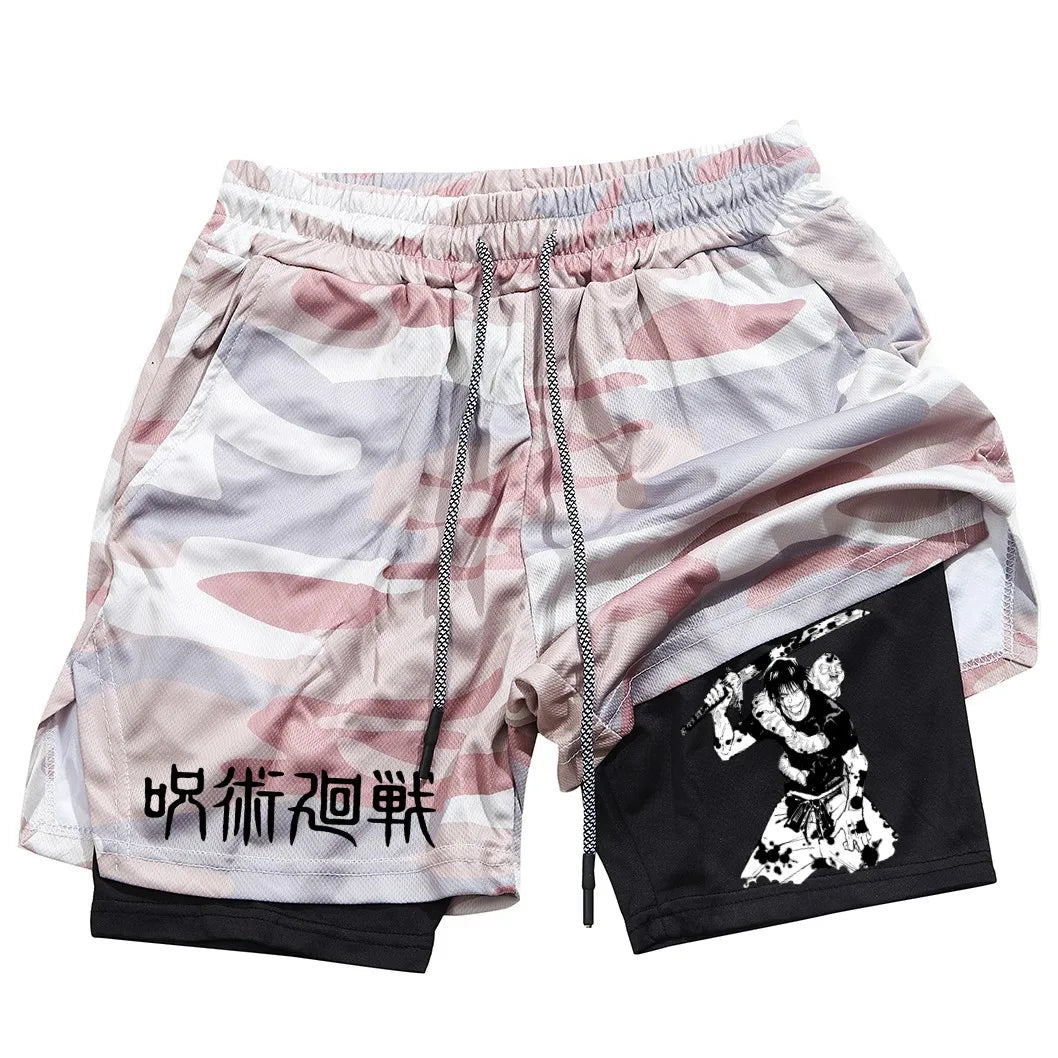 Toji Printed 2-in-1 Sports Shorts | Mesh Gym Running Shorts