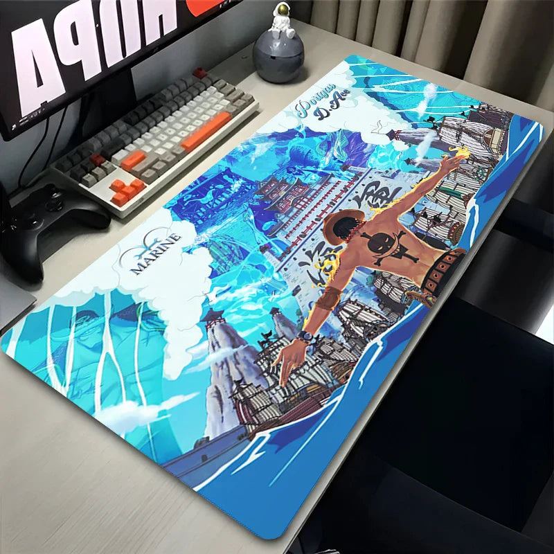 One Piece Ace Flame XXL Mouse Pad | Anime Gaming Desk Mat