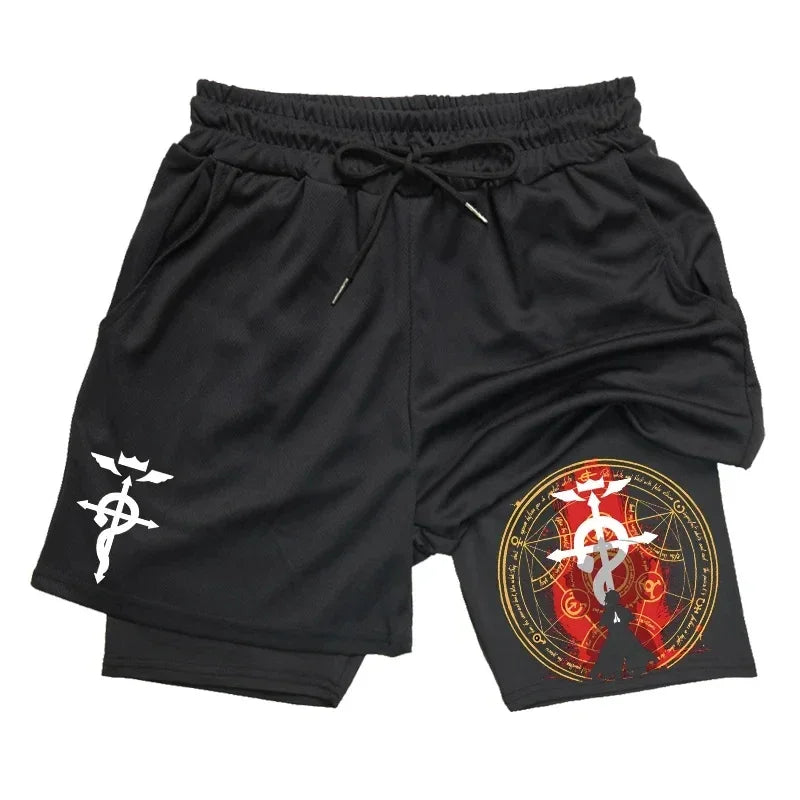 Anime 2-in-1 Stretch Compression Shorts | Quick-Dry Running