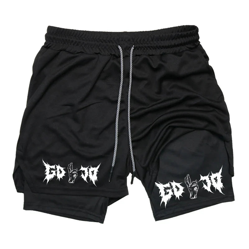 Anime 2-in-1 Running Shorts | Compression Shorts Phone Pocket