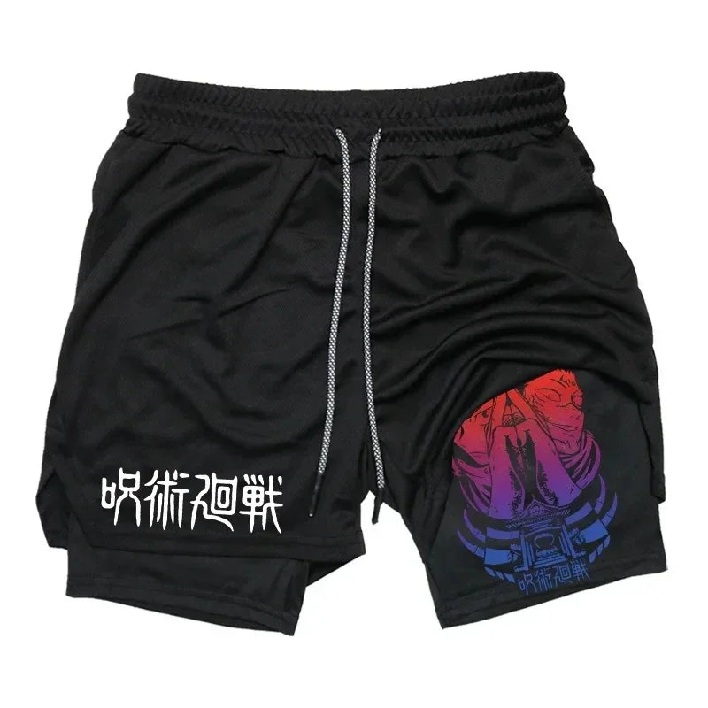 Jujutsu Kaisen 2-in-1 Compression Shorts | Anime Gym Shorts