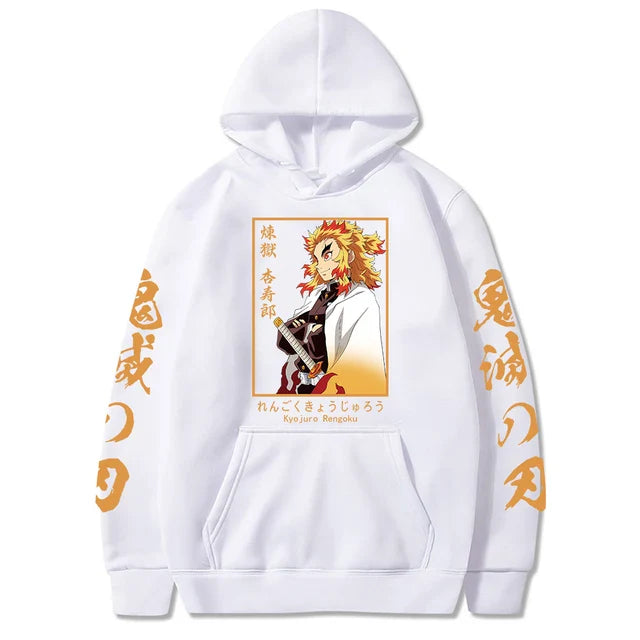 Demon Slayer Rengoku Loose Harajuku Hoodie | Anime Sweatshirt