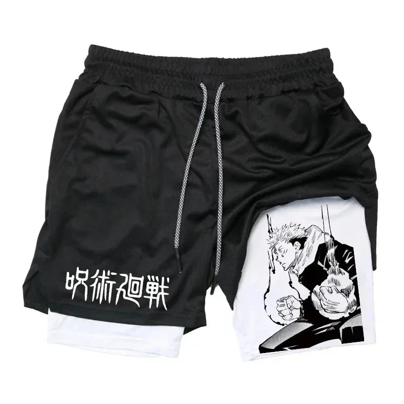 Men's Quick-Dry Anime Gym Compression Shorts | Performance