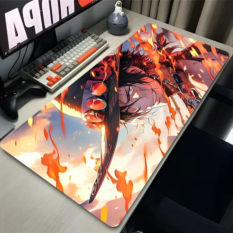 One Piece Ace Flame XXL Mouse Pad | Anime Gaming Desk Mat