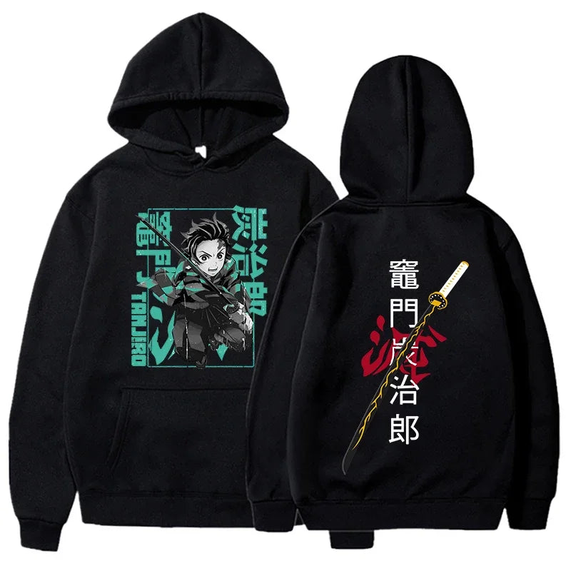 Demon Slayer Tanjiro Graphic Hoodie | Fleece Anime Pullover