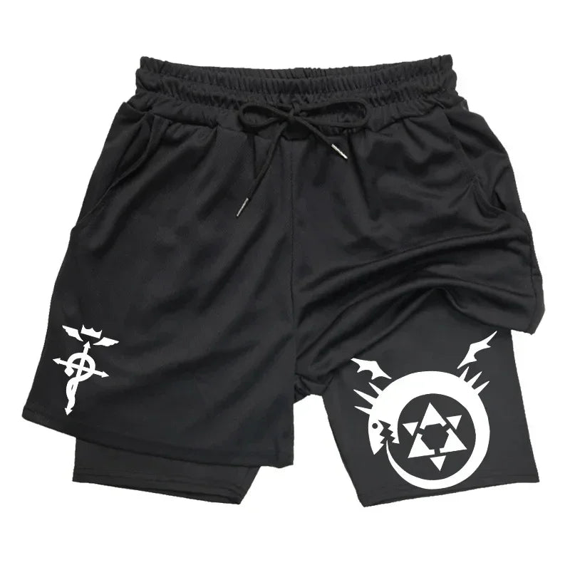 Anime 2-in-1 Stretch Compression Shorts | Quick-Dry Running
