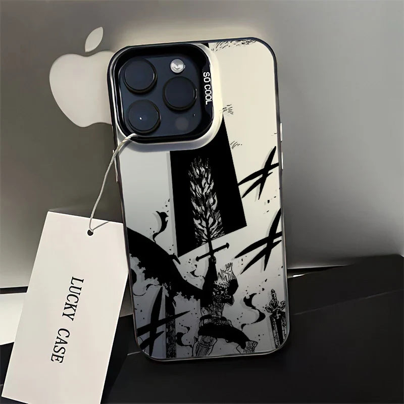 Black Clover Anime iPhone Soft Case | Silver Plated Cover