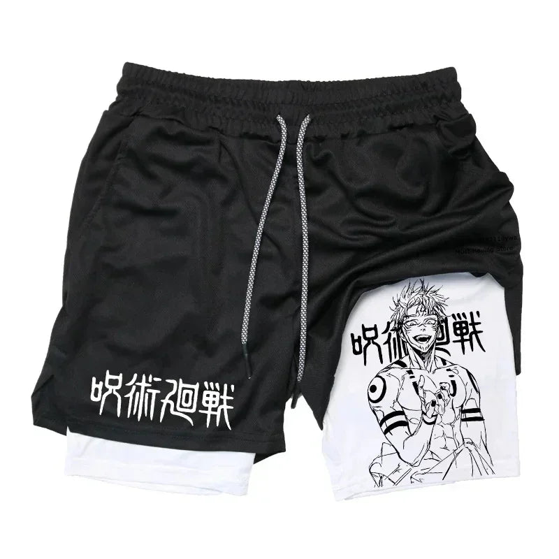 Men's Anime Compression Shorts | Quick-Dry Gym Performance
