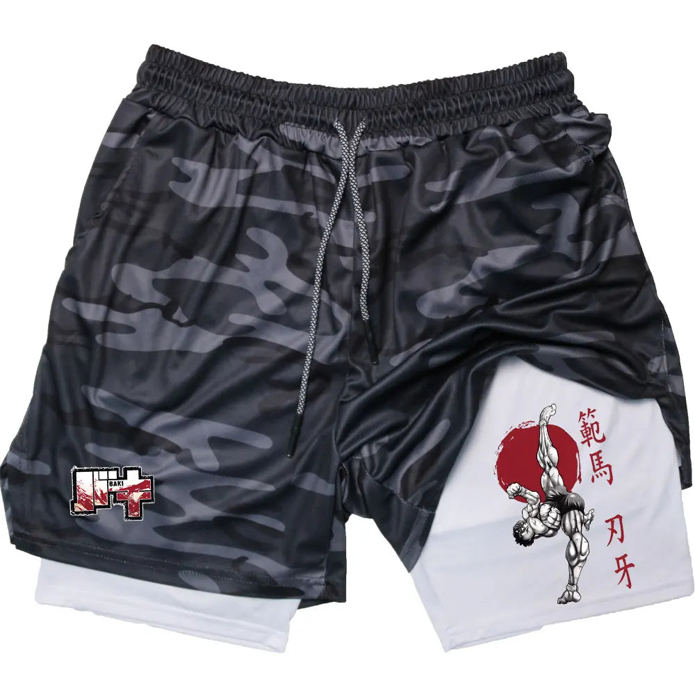 Baki Hanma 2-in-1 Gym Shorts | Compression Performance Shorts