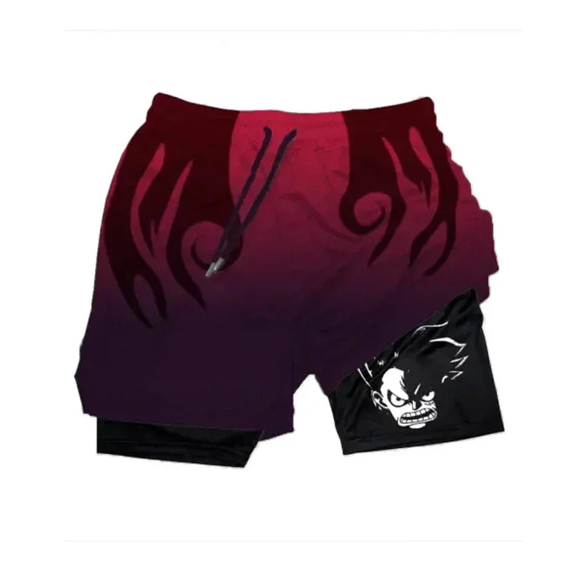 One Piece Luffy Zoro 2-in-1 Gym Shorts | Anime Sport Shorts