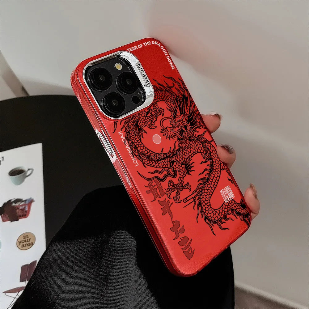 Chinese Dragon Red Plating Shockproof iPhone Case | TPU