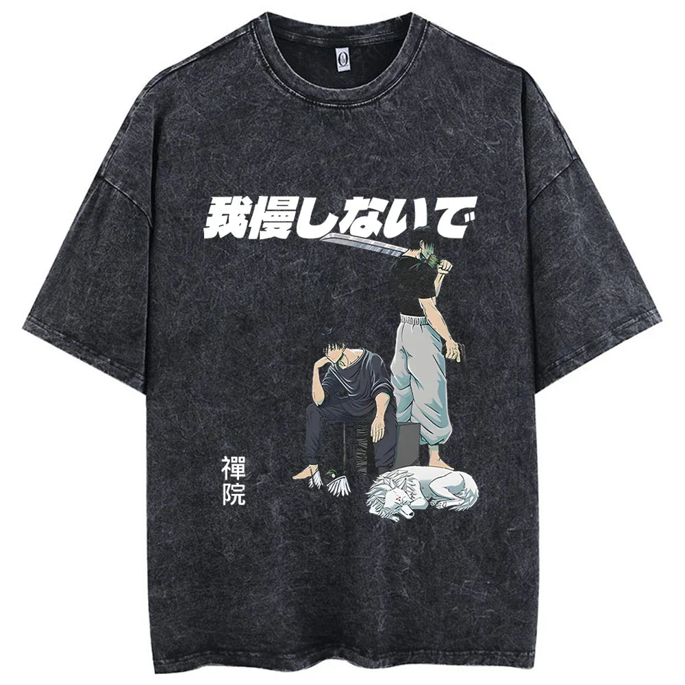 Japanese Anime Retro Washed Acid Oversized T-Shirt | Streetwear
