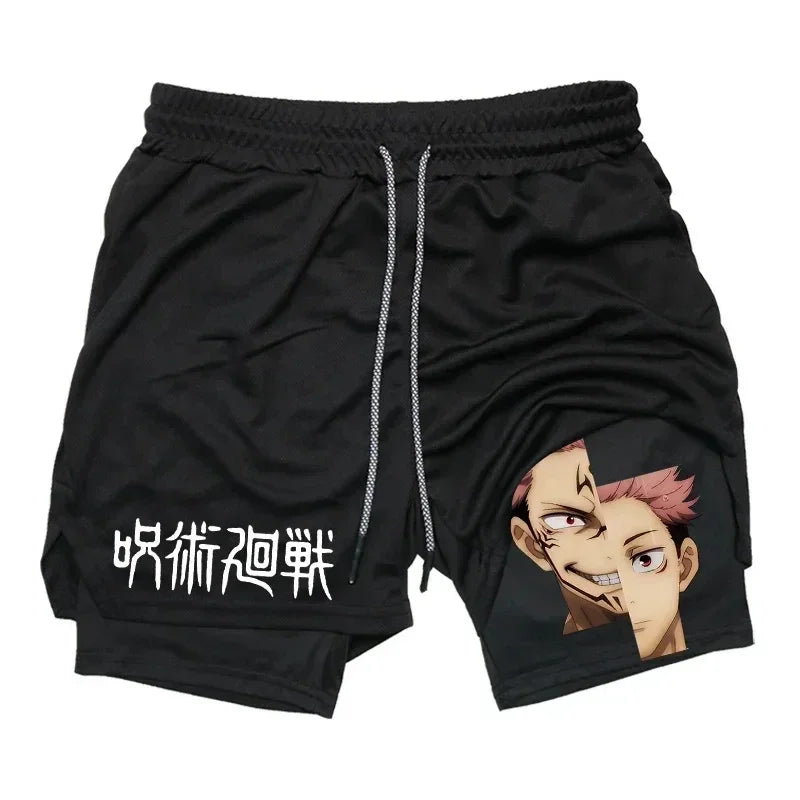 Jujutsu Kaisen 2-in-1 Compression Shorts | Anime Gym Shorts