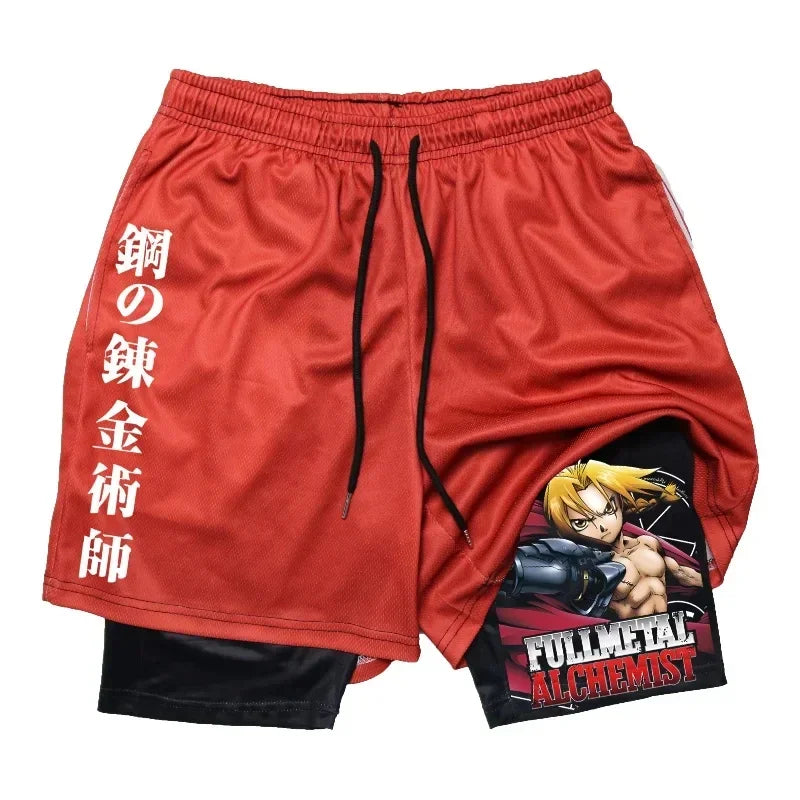 Anime 2-in-1 Stretch Compression Shorts | Quick-Dry Running