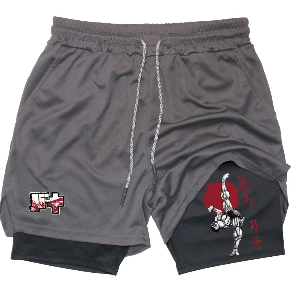Baki Hanma 2-in-1 Gym Shorts | Compression Performance Shorts