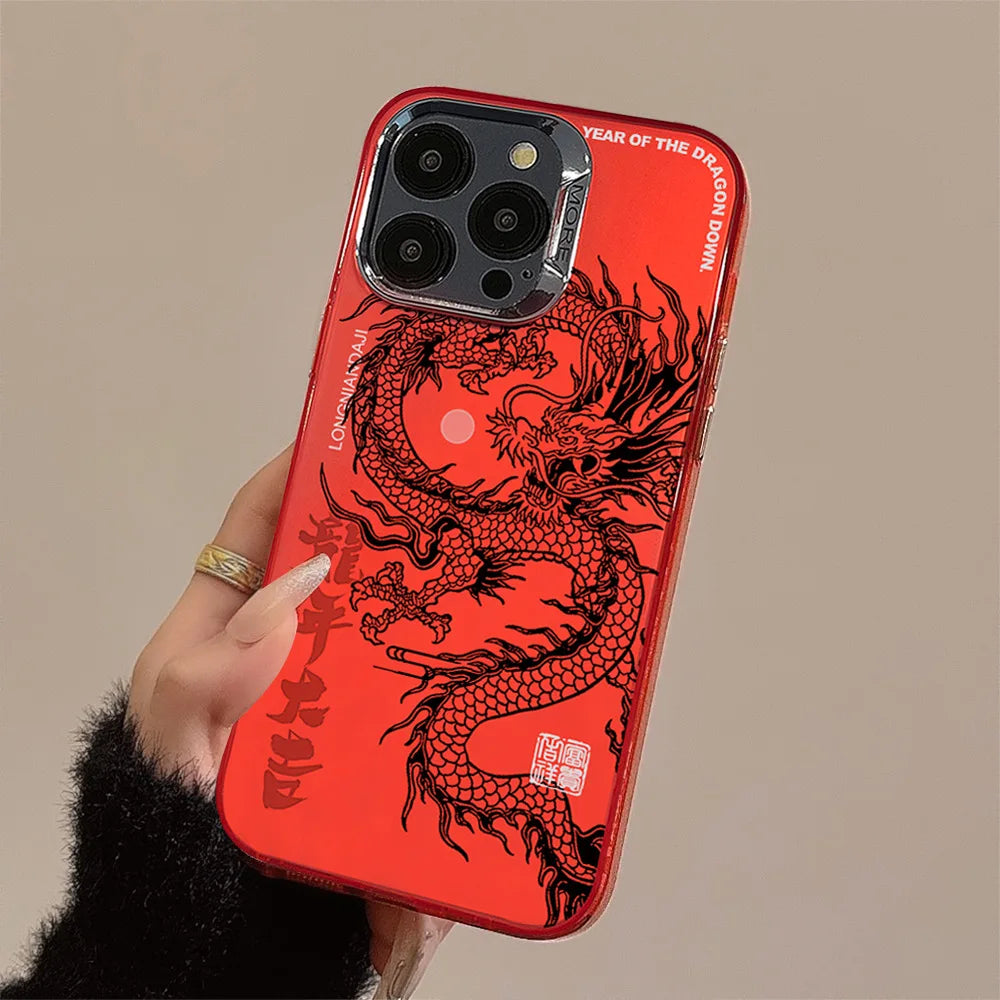 Chinese Dragon Red Plating Shockproof iPhone Case | TPU