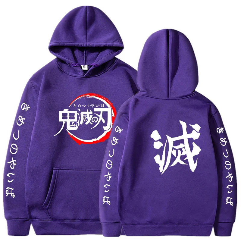 Demon Slayer Letter Graphic Hoodie | Harajuku Streetwear