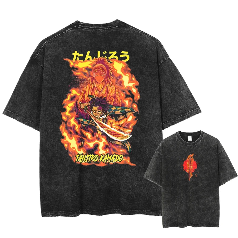 Demon Slayer Uzui Tengen T-Shirt | Vintage Washed Oversized Tee