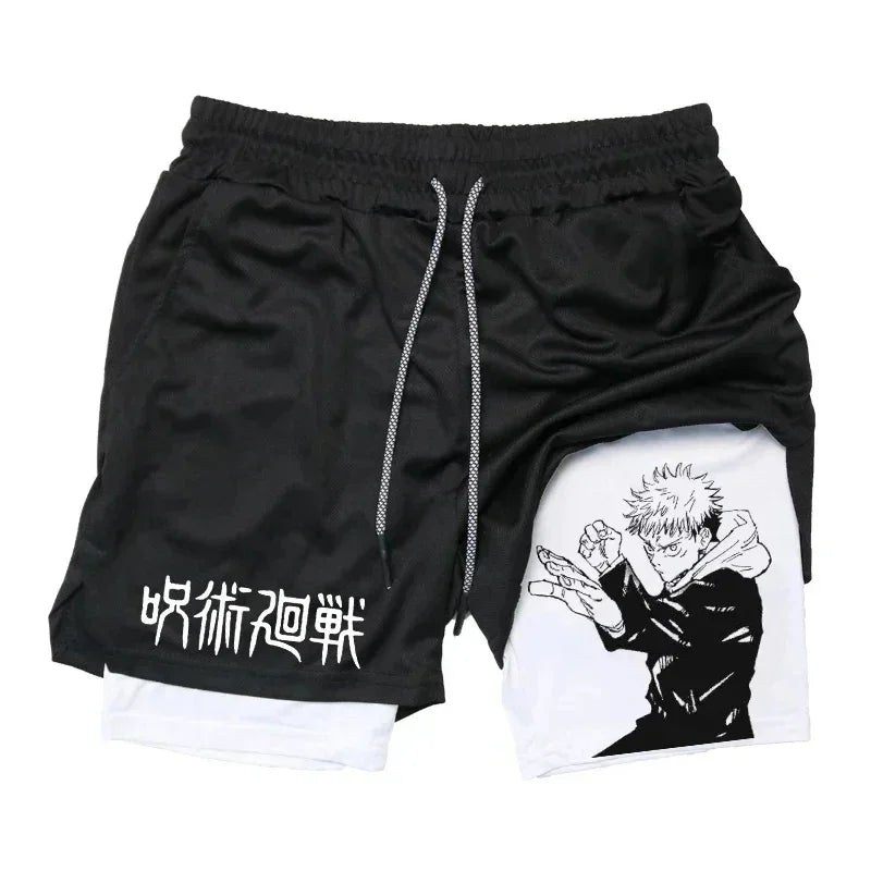 Men's Anime Compression Shorts | Quick-Dry Gym Performance