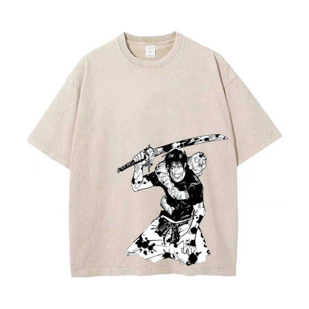 Japanese Anime Graphic Oversized T-Shirt | Washed Tee