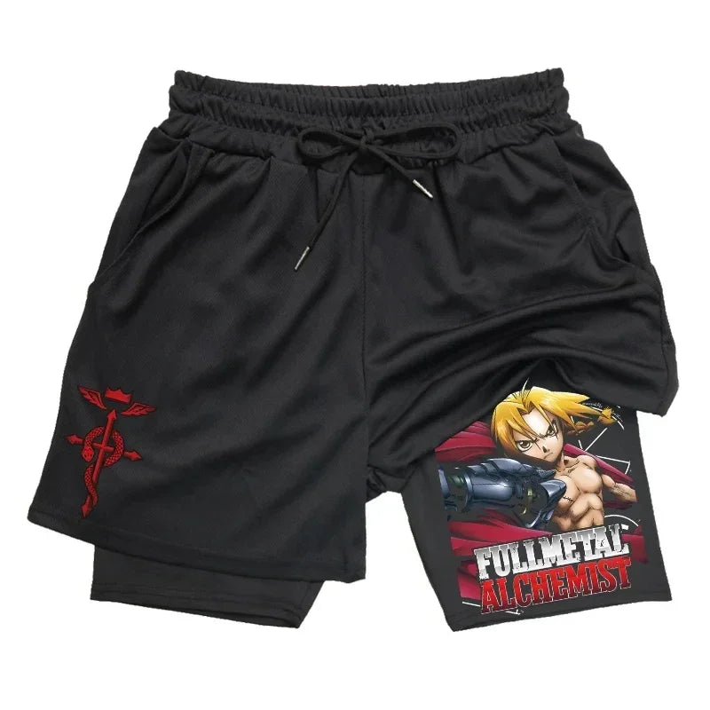 Anime 2-in-1 Stretch Compression Shorts | Quick-Dry Running