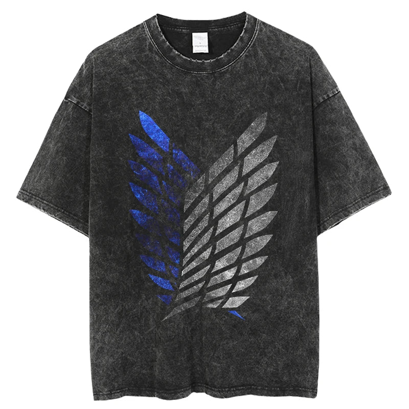Attack on Titan Vintage Washed T-Shirt | Harajuku Oversize Tee