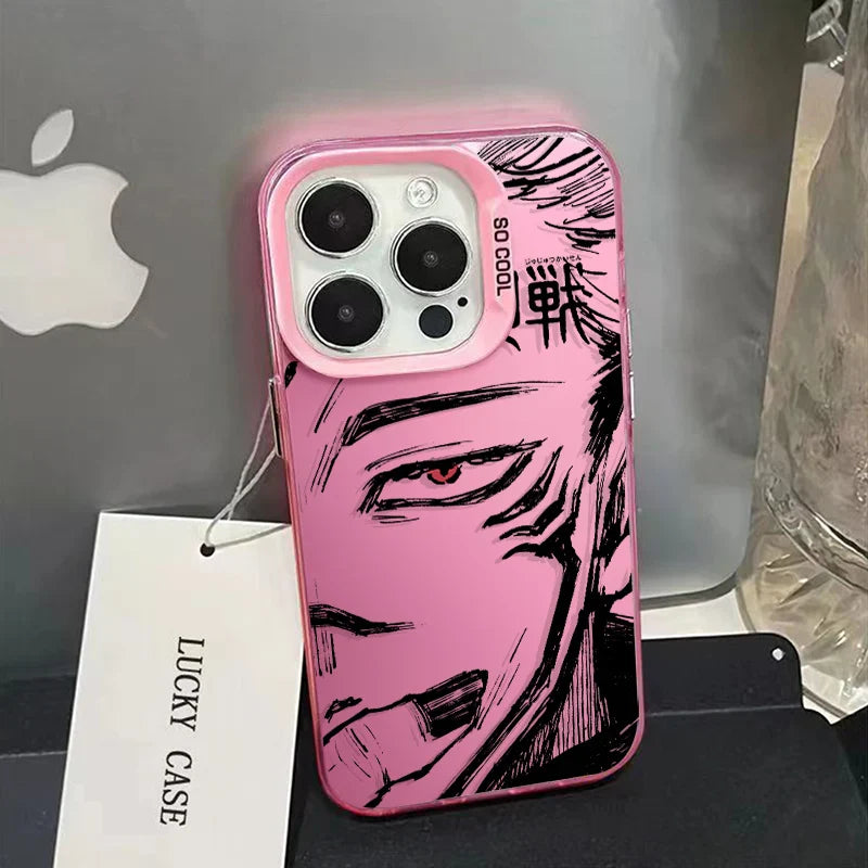 Jujutsu Kaisen Half-Wrapped iPhone Case | Silver Plated Patterns