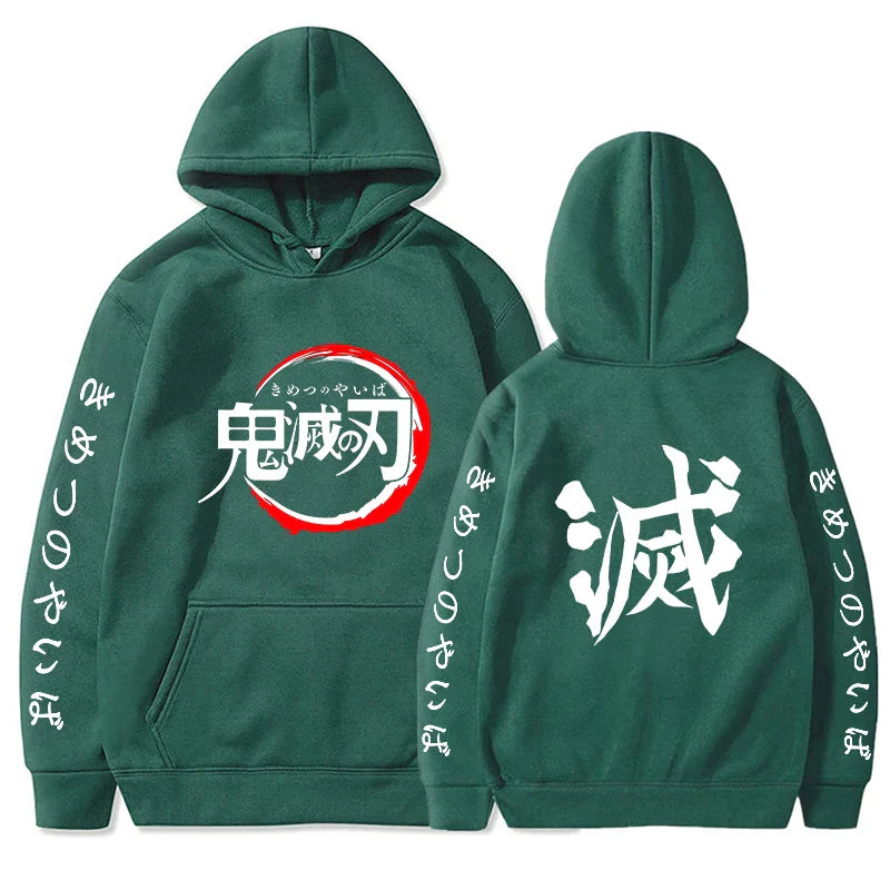 Demon Slayer Letter Graphic Hoodie | Harajuku Streetwear