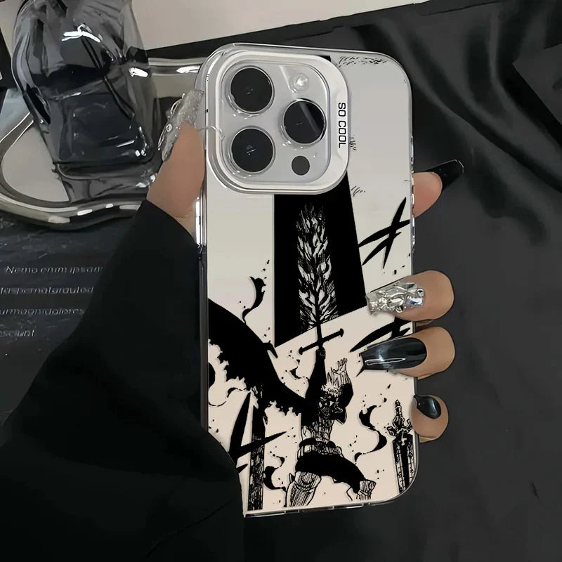 Black Clover Anime iPhone Soft Case | Silver Plated Cover