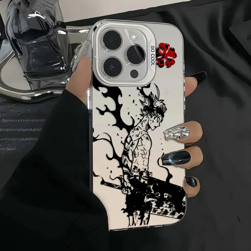 Black Clover Anime iPhone Soft Case | Silver Plated Cover