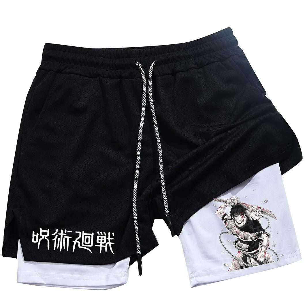 Toji Printed 2-in-1 Sports Shorts | Mesh Gym Running Shorts