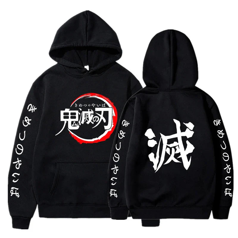 Demon Slayer Letter Graphic Hoodie | Harajuku Streetwear