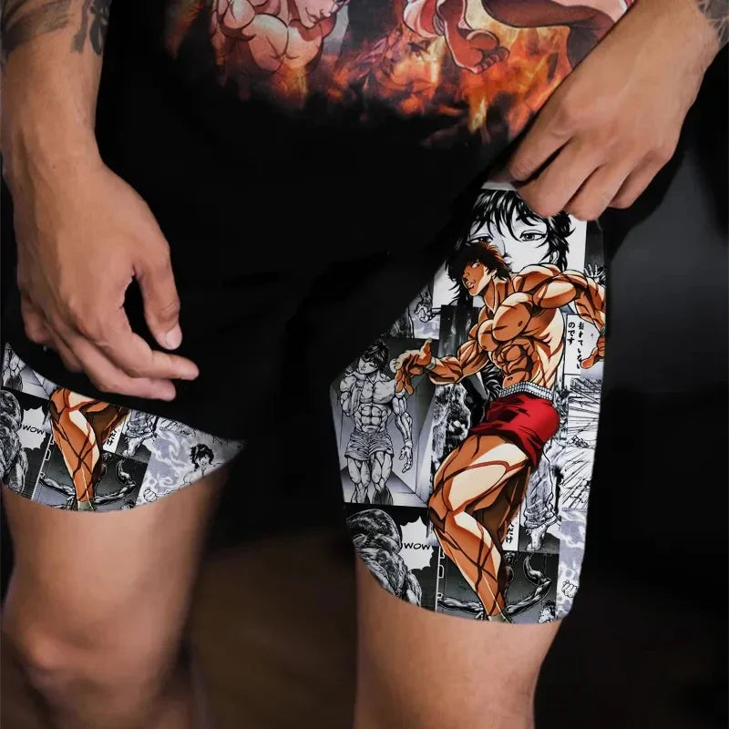 Baki Hanma Athletic 2-in-1 Gym Shorts | Anime Compression
