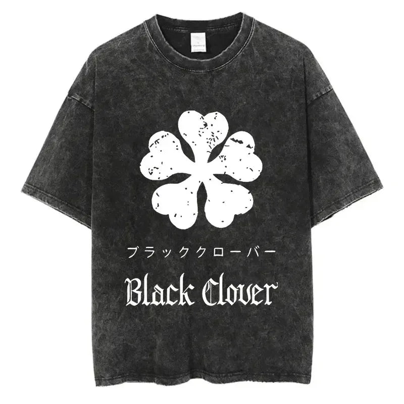 Black Clover Washed Vintage T-Shirt | Harajuku Streetwear