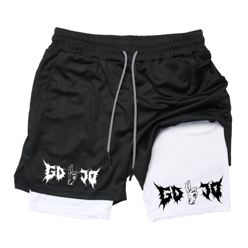 Anime 2-in-1 Running Shorts | Compression Shorts Phone Pocket