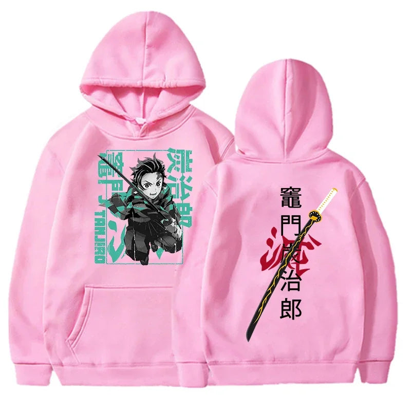 Demon Slayer Tanjiro Graphic Hoodie | Fleece Anime Pullover