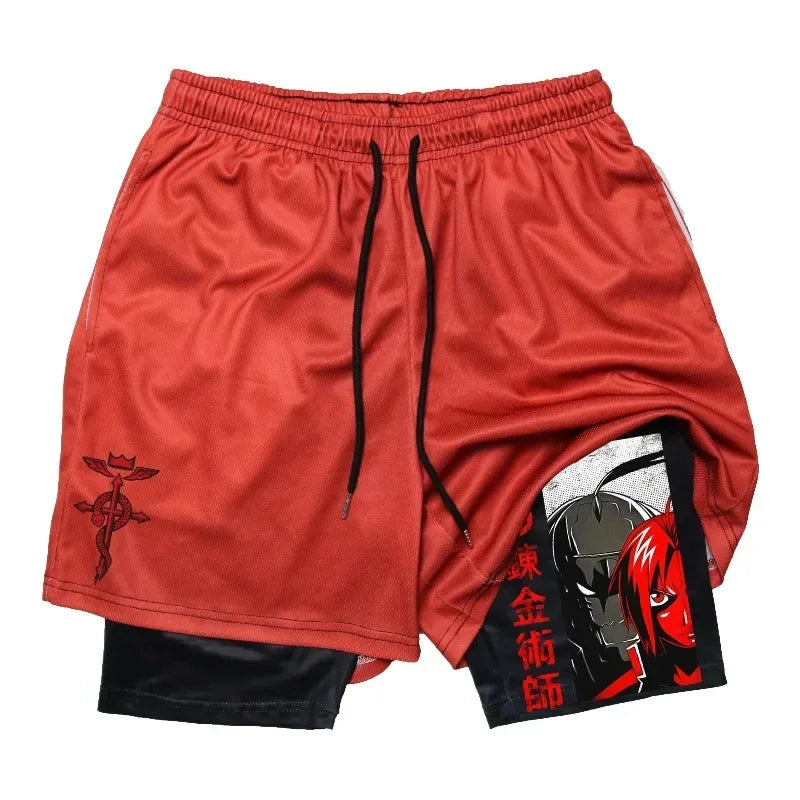 Anime 2-in-1 Stretch Compression Shorts | Quick-Dry Running