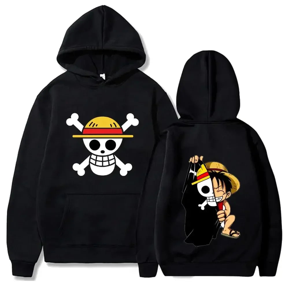 Anime Hip-Hop Fleece Hoodie | Streetwear Warm Pullover