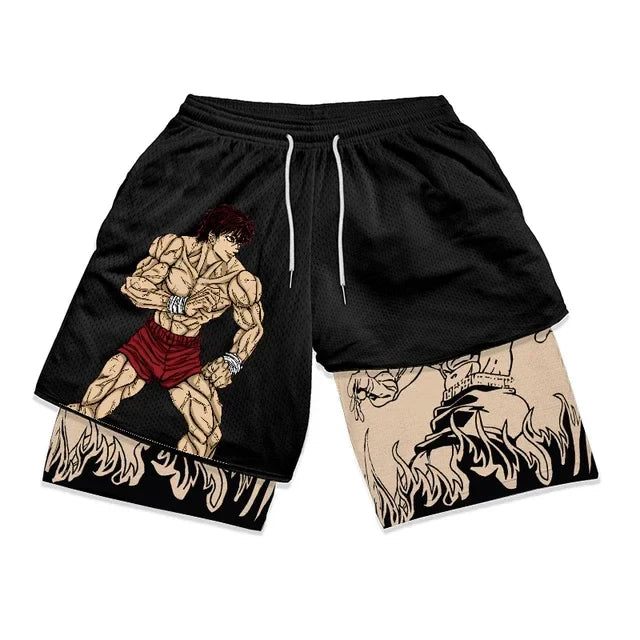 Baki Hanma Athletic 2-in-1 Gym Shorts | Anime Compression